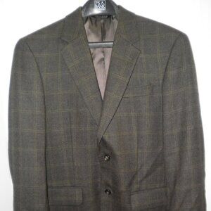 Jos A Bank Mens 38R Brown Plaid Suit Jacket Blazer
